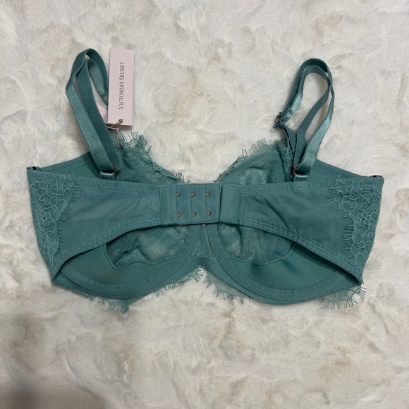 Victoria's Secret Bra Push Up Sea Green Lace Ribbon Trim Dream Angels Sz.34C - Picture 2 of 7